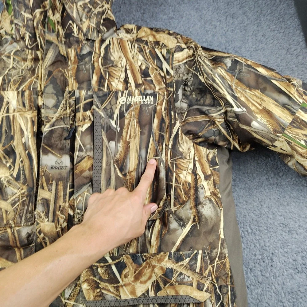 Magellan Outdoors Realtree Max-7 Camo Hunting Jacket Hooded Parka Mens Large